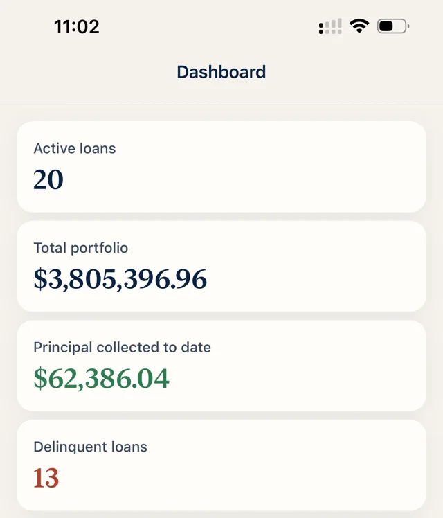 NoteHarbor Mobile dashboard totals